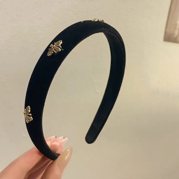 Luxury Designer Velvet Bee Headband, Plush Headband, NEW main image 4